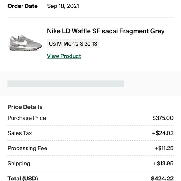 Nike LD Waffle SF sacai Fragment Grey size US 13 Used with 📦 - Picture 12 of 12